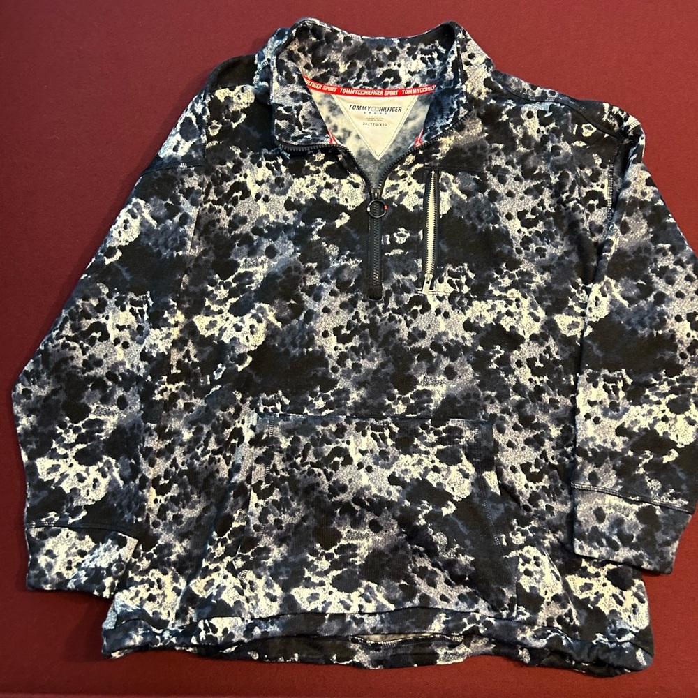 Tommy Hilfiger Womens 2XL 1/4 zip pullover- Never Worn- Navy/white
